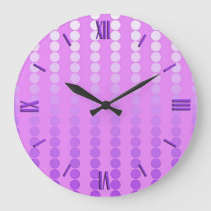 Satin dots - shades of orchid large clock