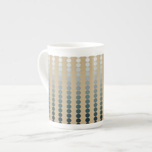 Satin dots - taupe and pewter grey bone china mug