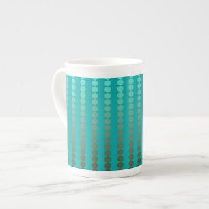 Satin dots - turquoise and pewter grey bone china mug