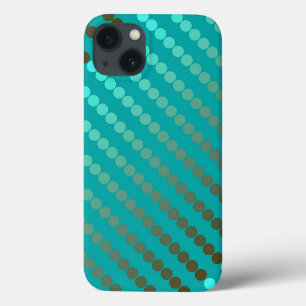 Satin dots - turquoise and pewter grey iPhone 13 case