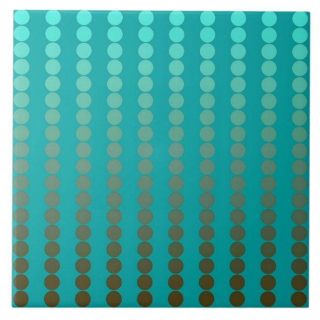 Satin dots - turquoise and pewter grey ceramic tile (Front)