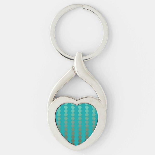 Satin dots - turquoise and pewter grey key ring (Front)