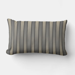 Satin Effect Stripes Pattern Black And Beige Lumbar Cushion