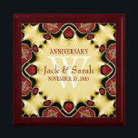 Satin Hearts Decorative  Anniversary Gift Box<br><div class="desc">Cute and Stylish deep red and creamy satin yellow unique decorative design - Exquisite and elegant custom Wedding, Anniversary or engagement present. Personalise with names, anniversary date and monogram or numbers - made into a wonderful wooden gift box to keep trinkets, jewellery box for your special keepsakes. Makes a wonderful...</div>