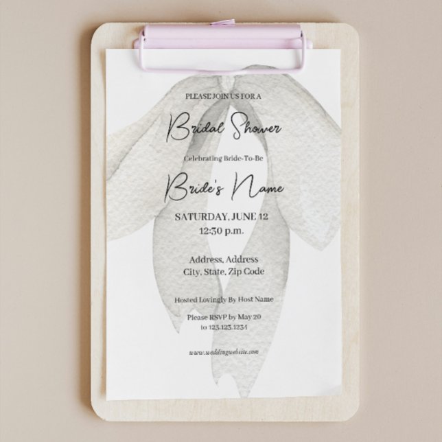 Satin Ivory Ribbon Bow Bridal Shower Invitation (Creator Uploaded)