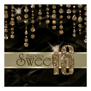 Satin Jewel Sweet Sixteen Black Gold ID260 Poster