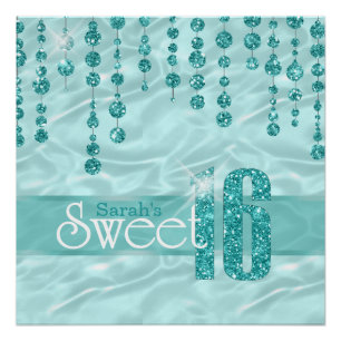 Satin Jewel Sweet Sixteen Teal ID260 Poster