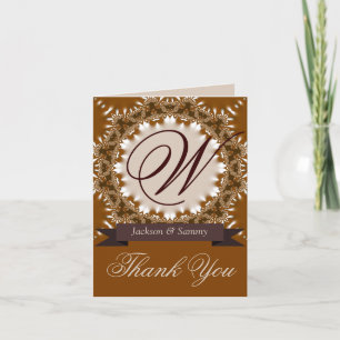 Satin Lace Monogram Thank You Card