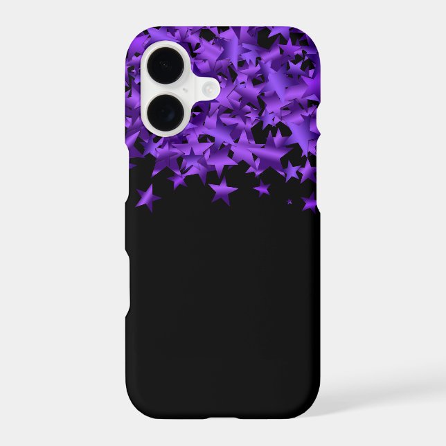 Satin Look Purple Stars Top Border Pretty iPhone Case (Back)