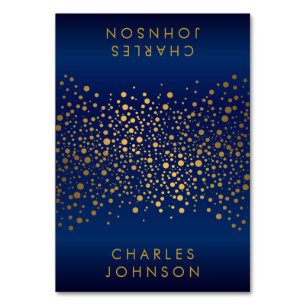 Satin Navy Blue and Gold Confetti Dots Place Cards