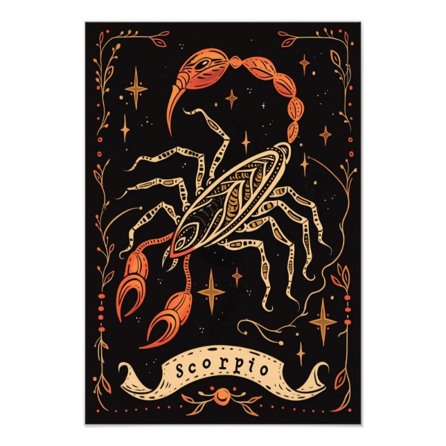 Satin Photo Paper Scorpio Celestial Zodiac Print (Front)