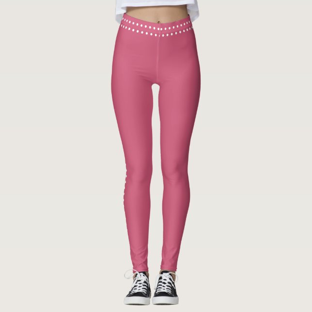 Satin Pink Women's Athletic Workout Leggings (Front)