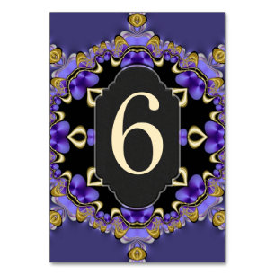 Satin Purple Gold Gothica Table Number Card