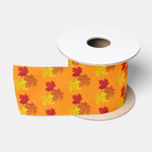 Satin Ribbon-Autumn Leaves Ribbon