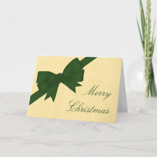 Satin Ribbon & Bow Christmas Card, Green Holiday Card