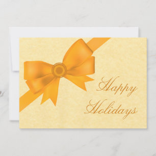 Satin Ribbon & Bow Holiday Party Invite, Yellow Invitation