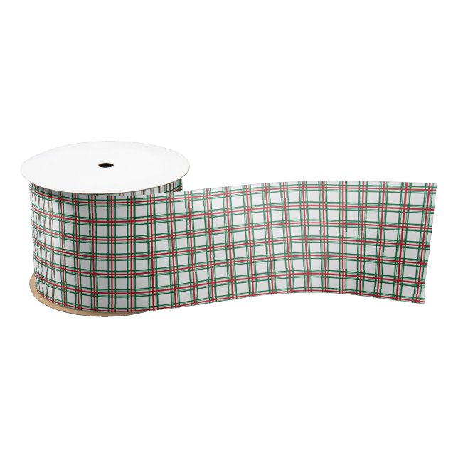 Satin Ribbon-Christmas Plaid Satin Ribbon (Spool)