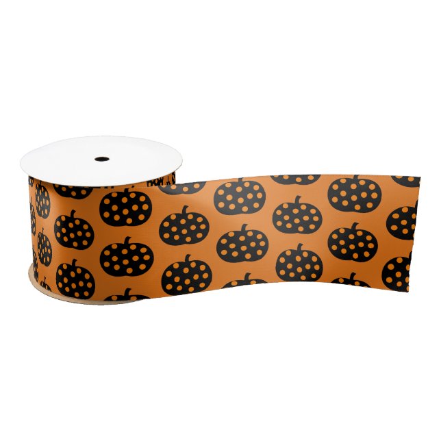 Satin Ribbon-Halloween Pumpkins Satin Ribbon (Spool)