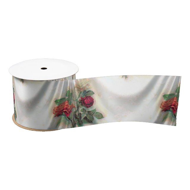 Satin roses ribbon satin ribbon (Spool)