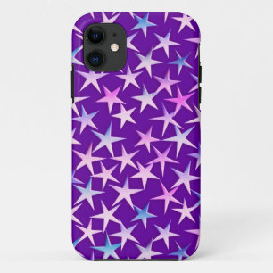 Satin stars, lavender on purple iPhone 11 case