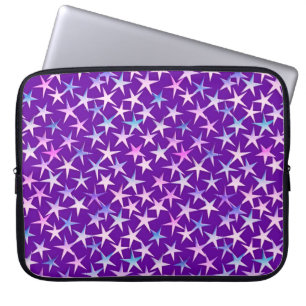 Satin stars, lavender on purple laptop sleeve