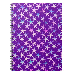 Satin stars, lavender on purple notebook
