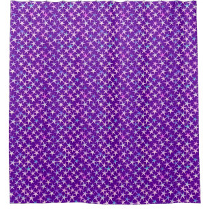Satin stars, lavender on purple shower curtain