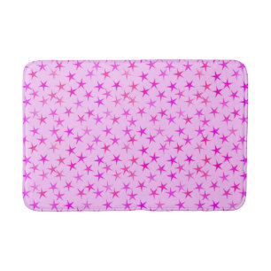 Satin stars, orchid on pale pink bath mat