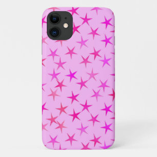 Satin stars, orchid on pale pink iPhone 11 case