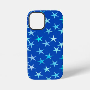 Satin stars, pale blue on cobalt iPhone case