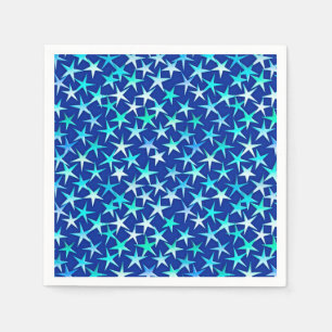 Satin stars, pale blue on cobalt napkin