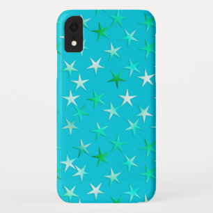 Satin stars, pale green and blue on turquoise iPhone XR case