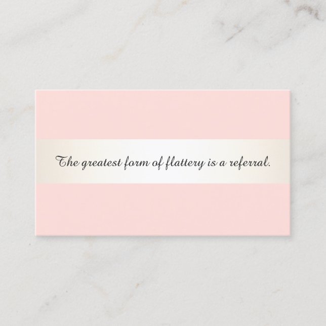 Satin Stripe Pink Beauty Salon & Spa Referral Card (Front)