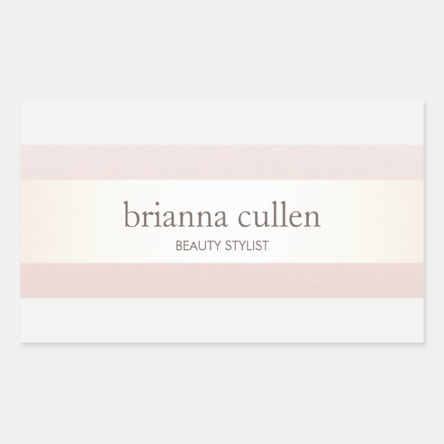 Satin Striped Blush Pink Beauty Salon and Spa Rectangular Sticker (Front)