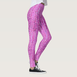 Satin Stripes and Dots Abstract, Amethyst Purple Leggings
