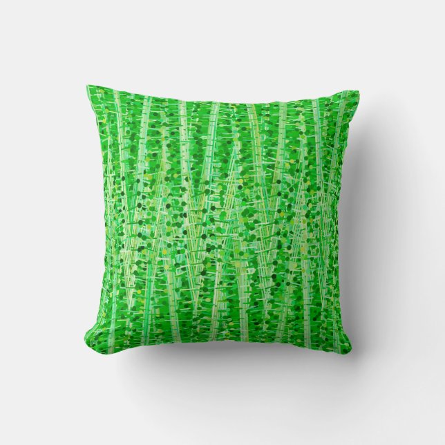 Satin Stripes and Dots Abstract, Lime Green Cushion (Front)