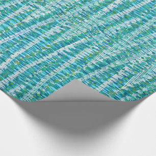 Satin Stripes and Dots Abstract, Turquoise & Aqua Wrapping Paper