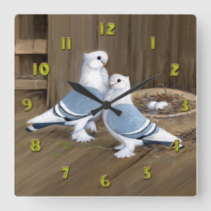 Satinette Frill Pigeons Clock