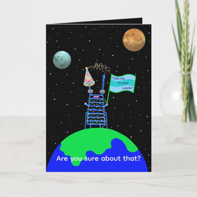 Satire Alien Birthday Card by Jo Images (Front)