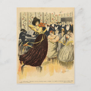 Satire of a salon musical evening postcard