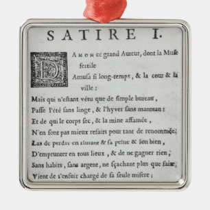'Satires' by Nicolas Boileau Metal Ornament