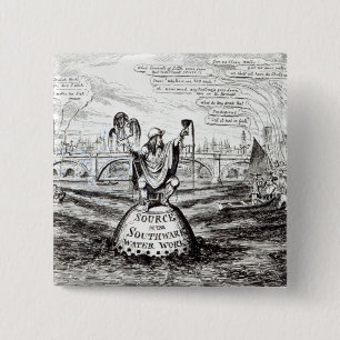 Satirical Cartoon about the Water Company 15 Cm Square Badge
