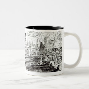 Satirical Cartoon about the Water Company Two-Tone Coffee Mug
