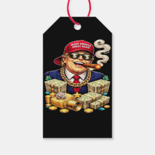 Satirical MAGA Billionaire Cartoon — Retro Pop Art Gift Tags
