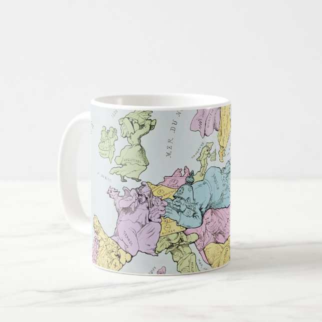 Satirical Map of Europe | 1871 Coffee Mug (Front Left)
