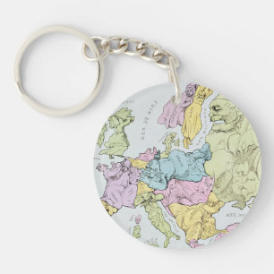 Satirical Map of Europe 1871 Key Ring