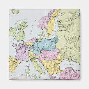 Satirical Map of Europe   1871 Magnet