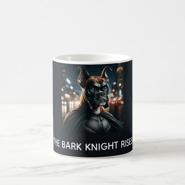 Satirical The Bark Knight Rises Boxer Superhero Coffee Mug (Center)