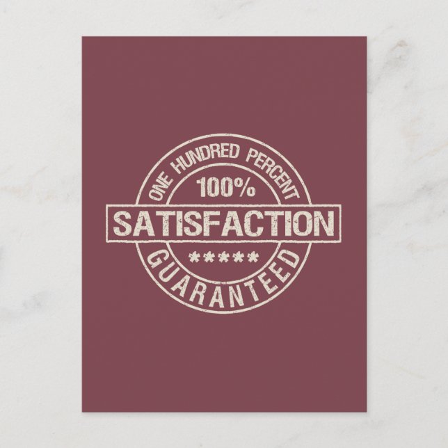 SATISFACTION GUARANTEED custom postcard (Front)