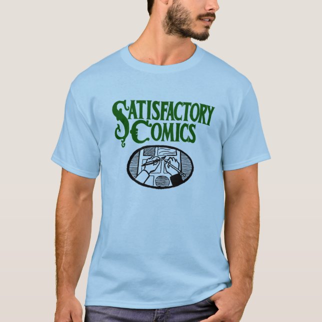 Satisfactory Comics Logo (green) T-Shirt (Front)